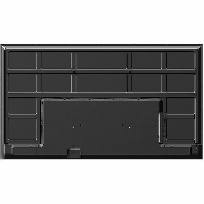 Back view of the Sharp 50″ 4K UHD Professional Display, featuring a grid-patterned panel and a recessed port section.