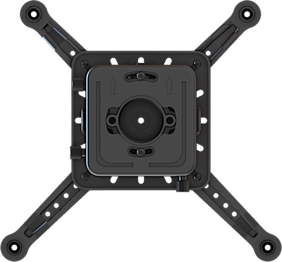 Black metal Flush-Mount Projector Mount (Pro-AV grade) featuring an adjustable four-arm base and a square center plate.