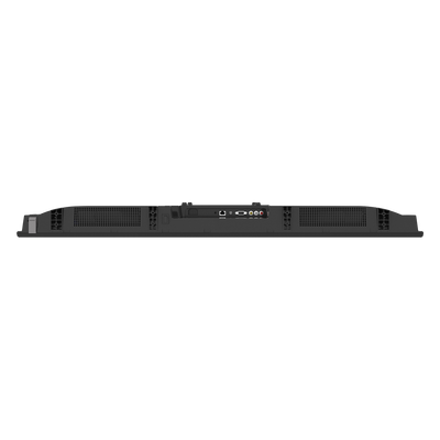 The bottom edge of a ViewSonic ViewBoard 43′’ 4K Ultra HD Commercial Display showing a central recessed port panel with various input and output connectors.
