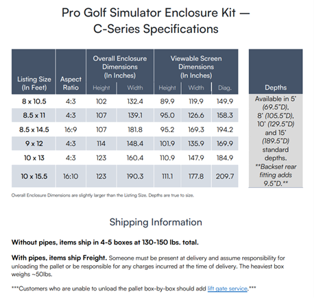 New C-Series! Pro Golf Simulator Enclosure Kit with Impact Screen
