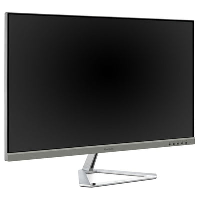 A ViewSonic 32″ 4K Entertainment PC Monitor with a frameless screen, thin bezel, and a triangular metallic stand.
