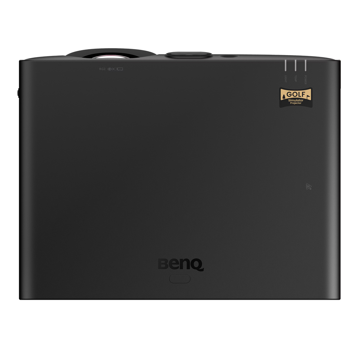Black BenQ AK800ST 4K Short-Throw Laser Golf Simulator Projector featuring a GOLF Simulator Projector badge on the top panel.