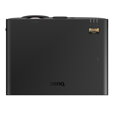 Black BenQ AK800ST 4K Short-Throw Laser Golf Simulator Projector featuring a GOLF Simulator Projector badge on the top panel.