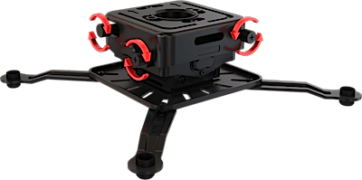 Flush-Mount Projector Mount (Pro-AV grade) featuring a black finish, four adjustable extending arms, and red adjustment knobs.