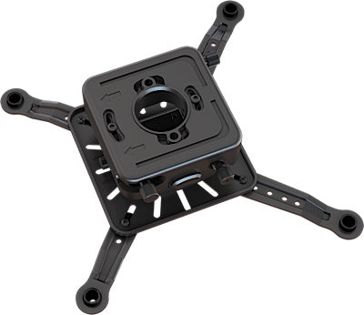 Black Flush-Mount Projector Mount (Pro-AV grade) featuring four adjustable extension arms.