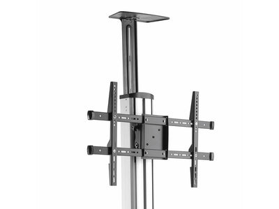Height-Adjustable Mobile Display Cart with Equipment Shelf for 32"–75" Displays