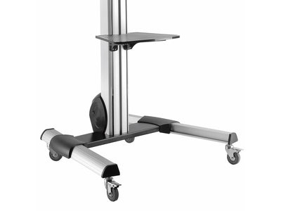 Height-Adjustable Mobile Display Cart with Equipment Shelf for 32"–75" Displays
