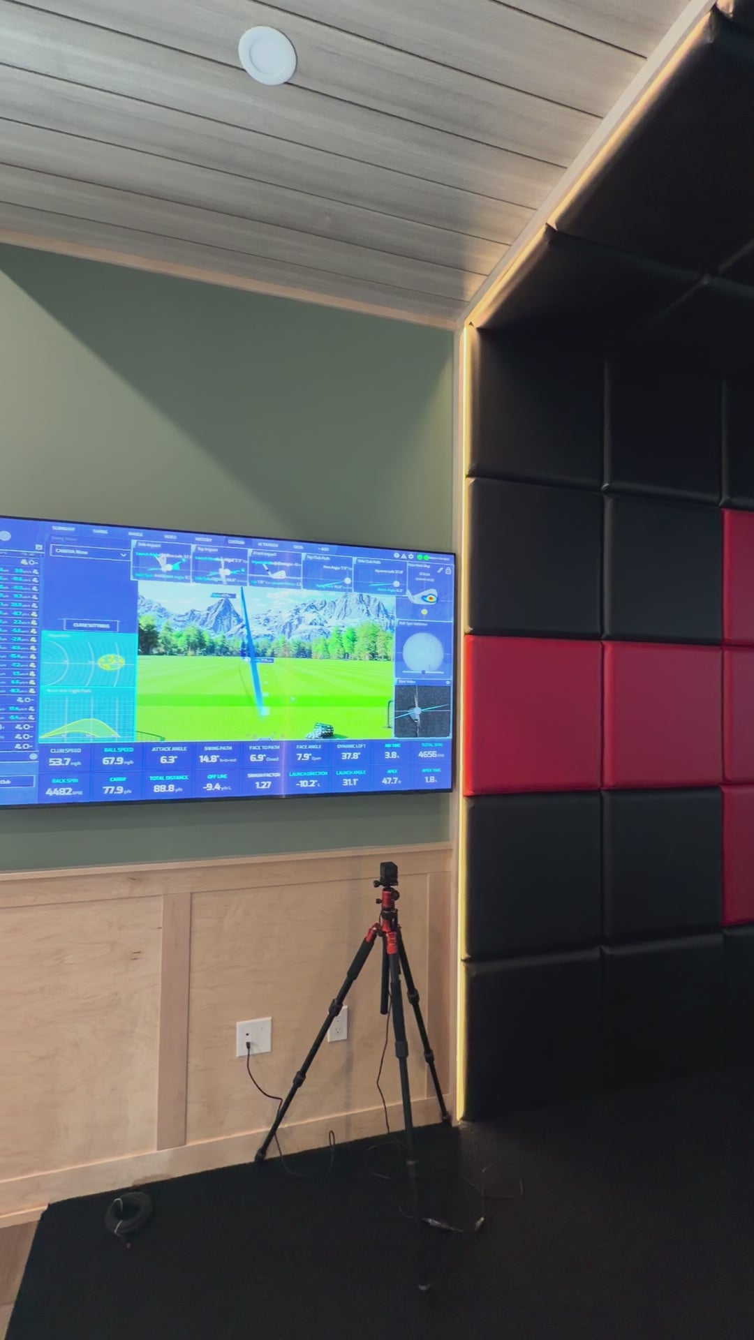 Load video: Completed custom SimCaddy golf simulator project in a residential or commercial space.